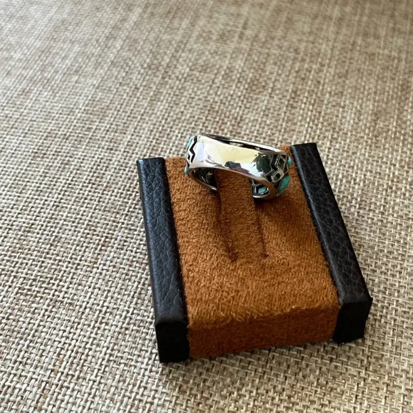 Turquoise Silver Geometric Ring 925 Silver - Picture 4 of 6